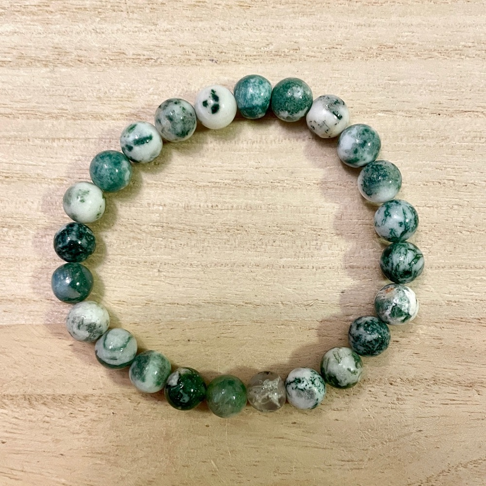 Tree Agate Beaded Bracelet 8mm - Picture 4 of 10